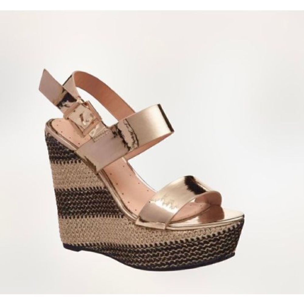 London Rag Goldie Metallic Wedge Size 8